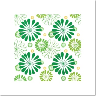 Green Floral Work Posters and Art